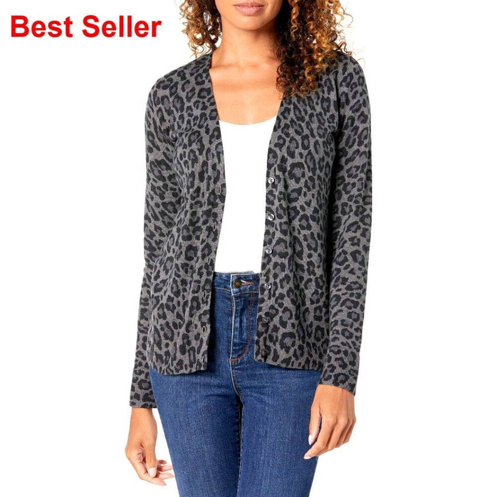 Lightweight V-Neck Cardigan Sweater Plus Size Cotton Blend Fine-Knit